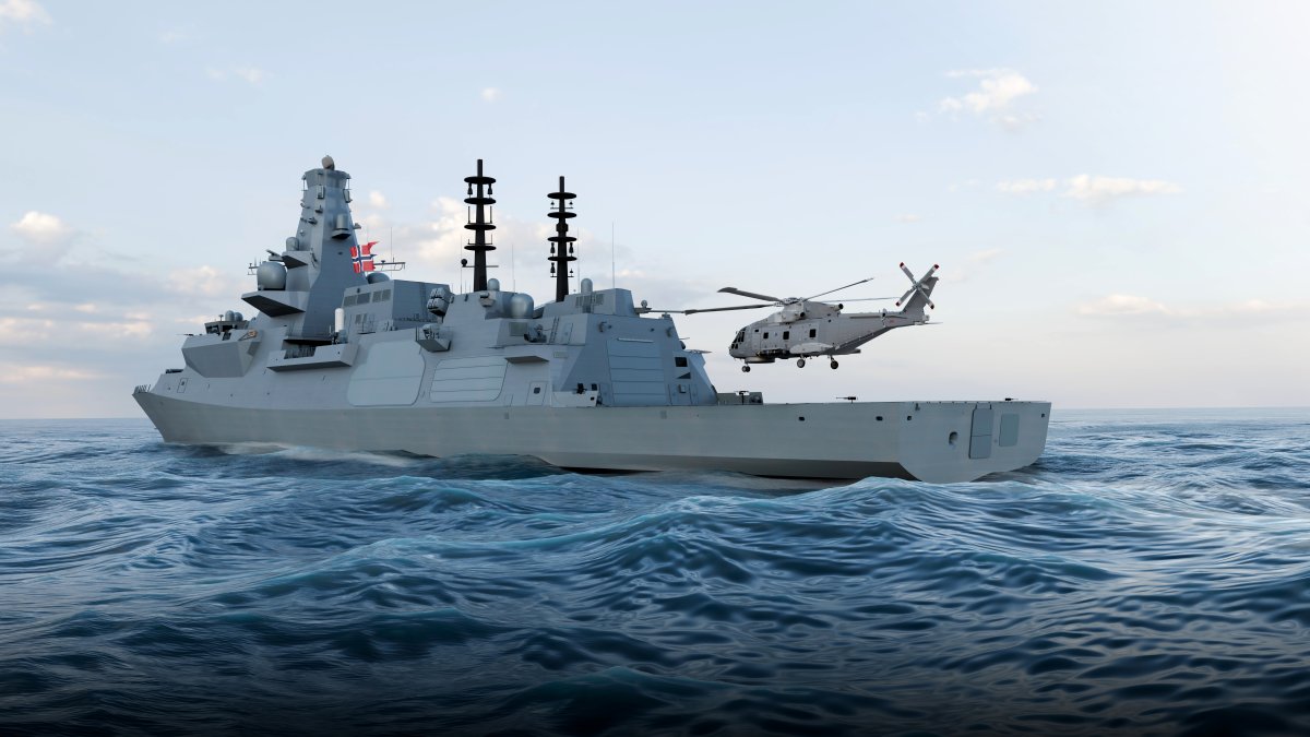 Type 26 fregatt med helikopter. Foto: BAE Systems
